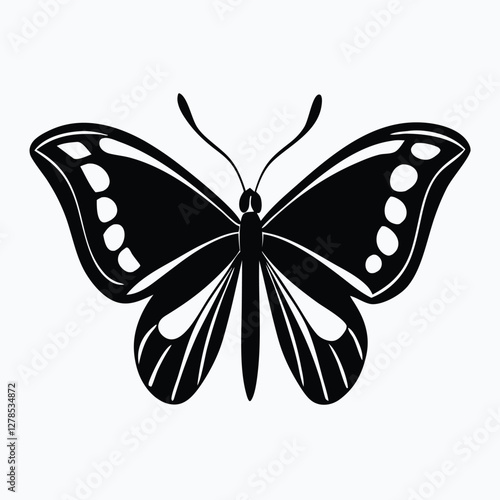 Sculpted Elegance in Black Butterfly Icon Black Butterfly Silhouette