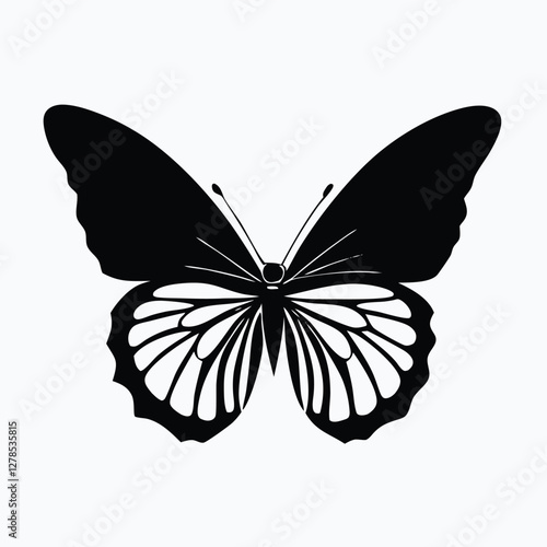 Sculpted Elegance in Black Butterfly Icon Black Butterfly Silhouette