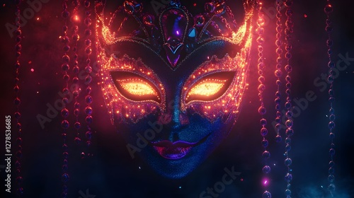 Wallpaper Mural Captivating Masquerade Carnival Costume with Glowing Intricate Mask Torontodigital.ca