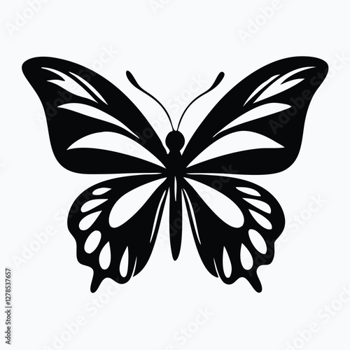 Sculpted Elegance in Black Butterfly Icon Black Butterfly Silhouette