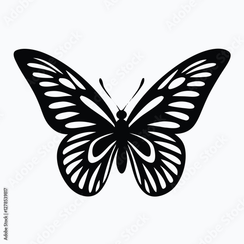 Sculpted Elegance in Black Butterfly Icon Black Butterfly Silhouette