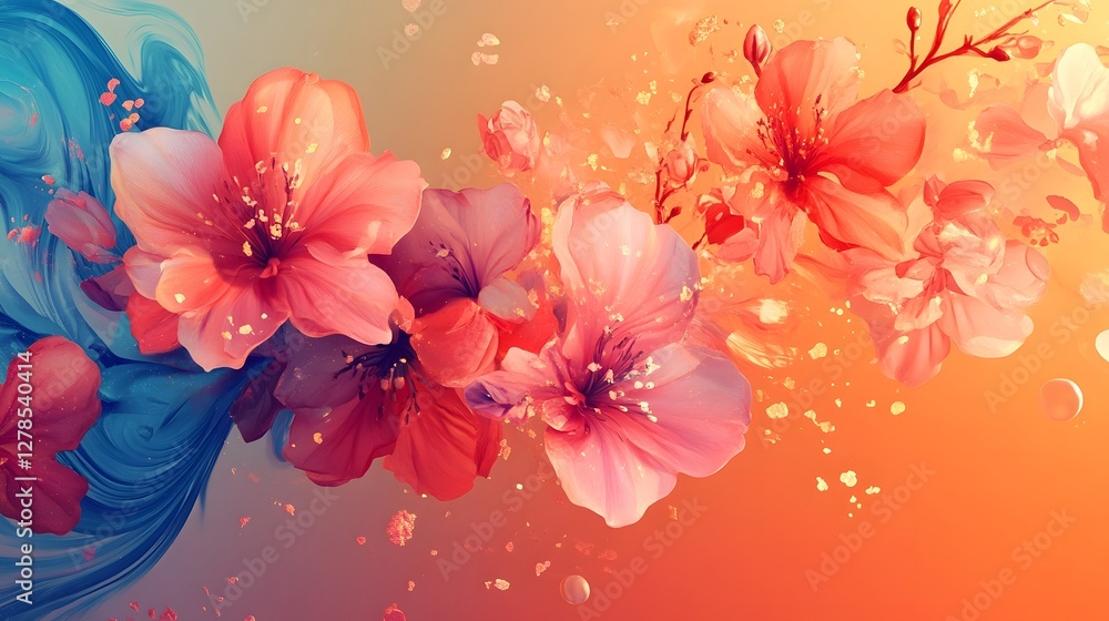 Radiant Floral Bouquet with Vibrant Petals in Nature Radiant Floral Bouquet with Vibrant Petals in Nature