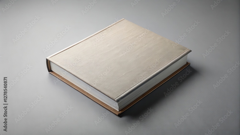 A high-quality hardcover book mock up isolated on a soft gray background with subtle texture, showcasing its luxurious feel and attention to detail, mockup, texture A high-quality hardcover book mock up isolated on a soft gray background with subtle texture, showcasing its luxurious feel and attention to detail, mockup, texture