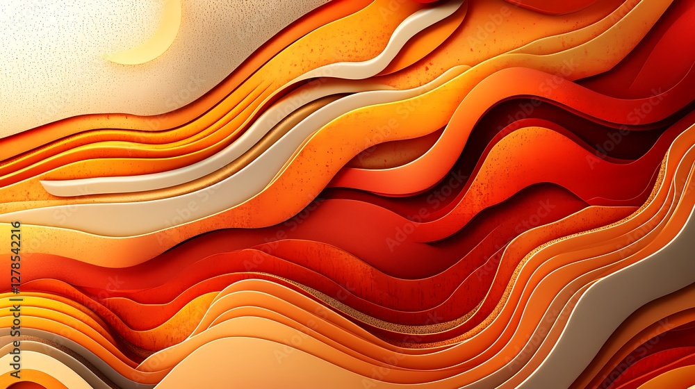 Abstract Orange and Beige Wavy Layers Design Abstract Orange and Beige Wavy Layers Design