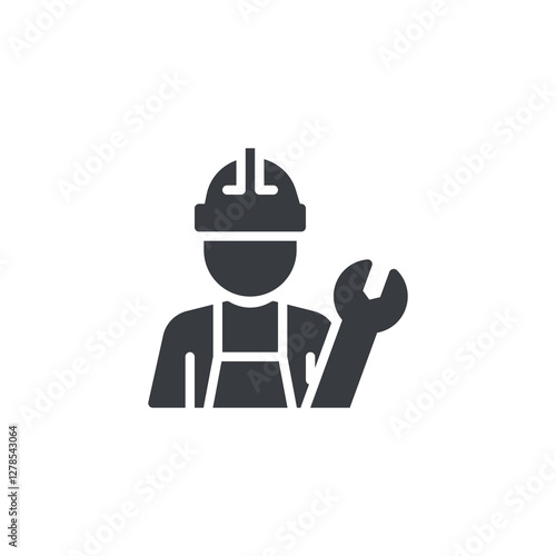 Technician with wrench vector icon