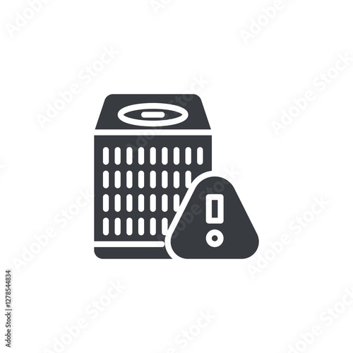 HVAC unit and warning sign vector icon