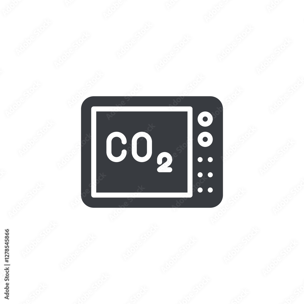 Small display showing CO2 level vector icon Small display showing CO2 level vector icon