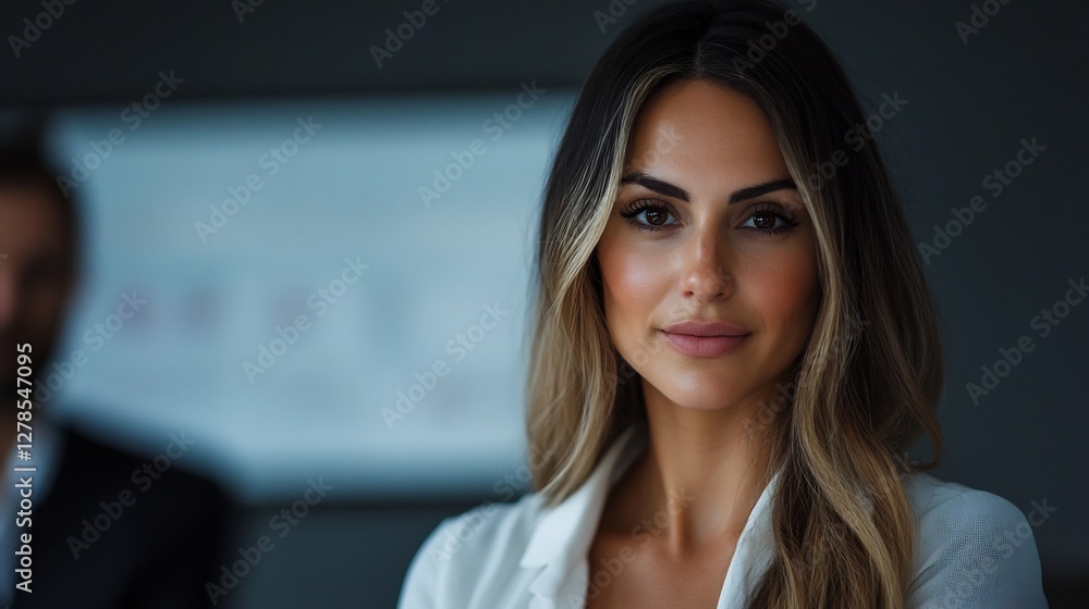 Confident woman in professional attire leading a business discussion Confident woman in professional attire leading a business discussion
