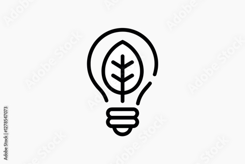 Light bulb with a leaf inside, concept of sustainability and ecological energy