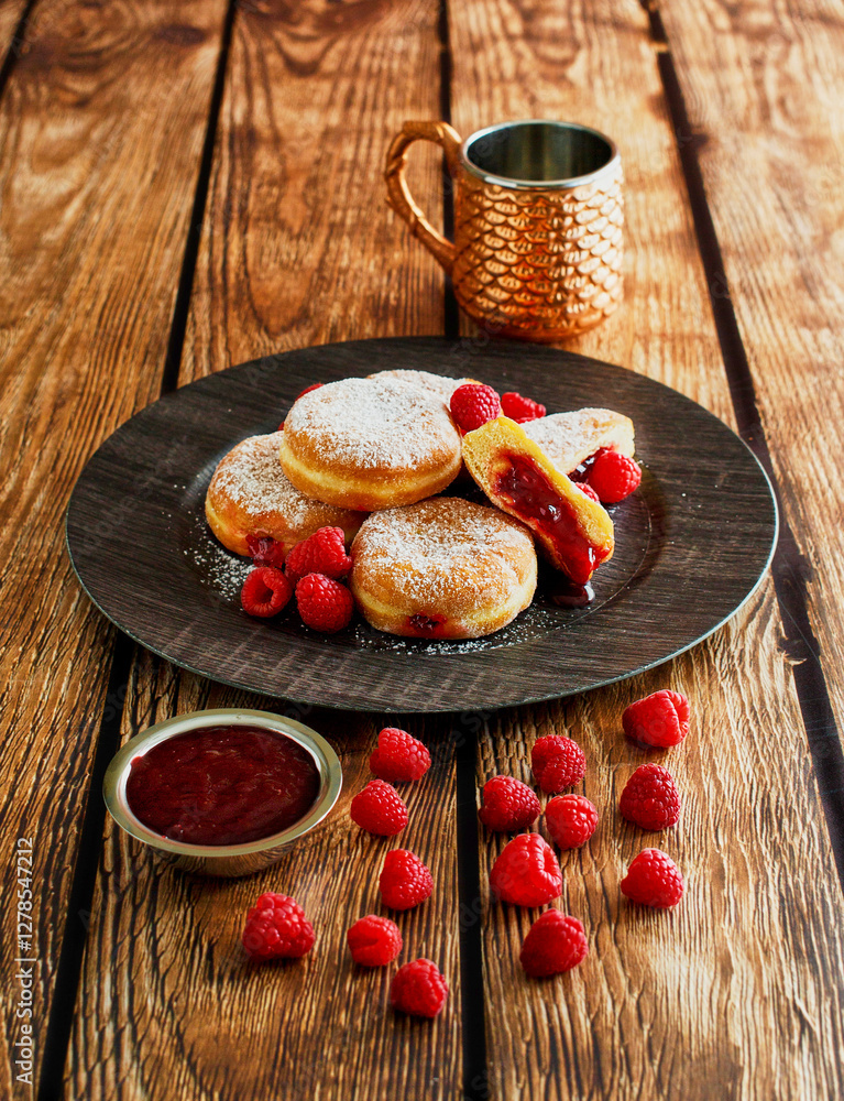 custom made wallpaper toronto digitalraspberry jam doughnuts topped with powdered sugar
