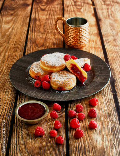 Wallpaper Mural raspberry jam doughnuts topped with powdered sugar Torontodigital.ca