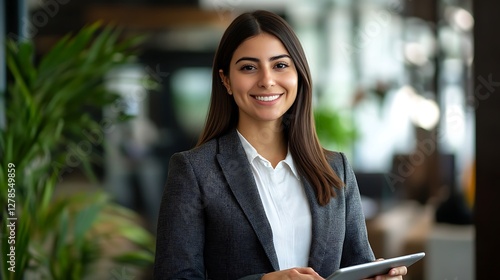 Young pretty business woman standing with arms crossed isolated on white background with copy space area