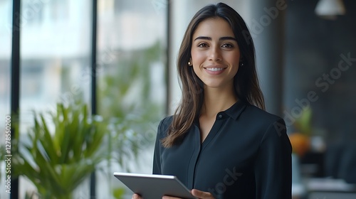 Young pretty business woman standing with arms crossed isolated on white background with copy space area