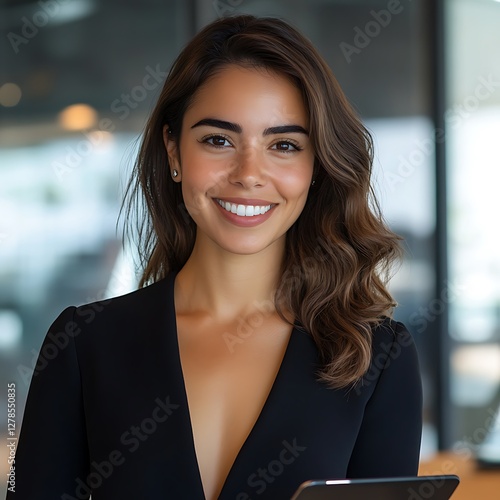 Young pretty business woman standing with arms crossed isolated on white background with copy space area