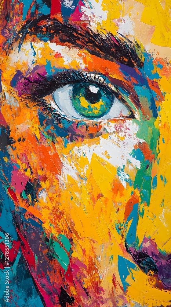 Fototapeta premium An abstract painting with bold, colorful blocks of color arranged in an interlocking pattern 