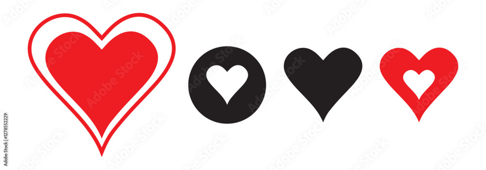 Unique style Hearts Shapes Icon. Black and red heart vector. Illustration eps 10 Unique style Hearts Shapes Icon. Black and red heart vector. Illustration eps 10