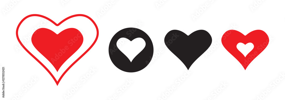 Unique style Hearts Shapes Icon. Black and red heart vector. Illustration eps 10 Unique style Hearts Shapes Icon. Black and red heart vector. Illustration eps 10