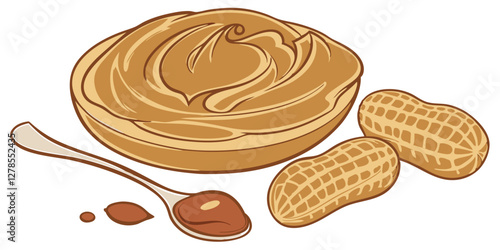Thick and Creamy Peanut Butter Spread Flowing Naturally. Perfect for: Back-to-school promotions, Breakfast campaigns, Snack ads