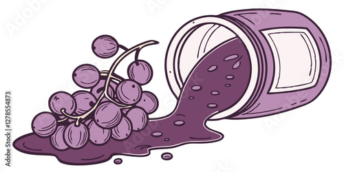 Thick Purple Grape Jam Flowing with Fruit Pieces. Perfect for: Wine festival visuals, Breakfast promotions, Fruit spread marketing