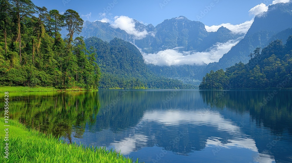 Serene Mountain Lake Reflection: A Breathtaking Vista Serene Mountain Lake Reflection: A Breathtaking Vista