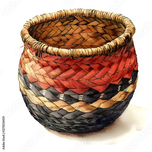 Handcrafted Woven Basket Striped Design.