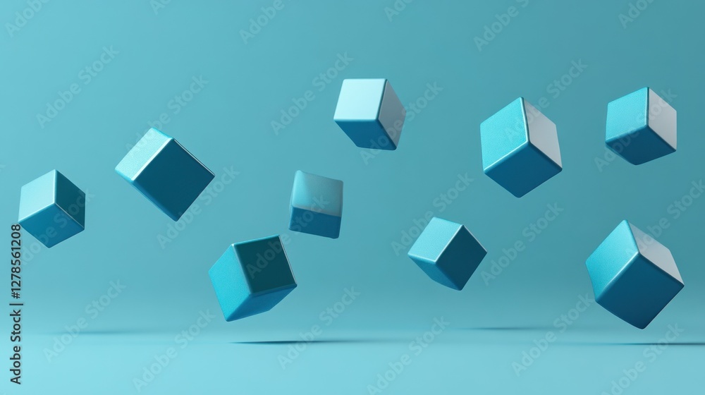 Floating teal cubes on a teal background. Floating teal cubes on a teal background.