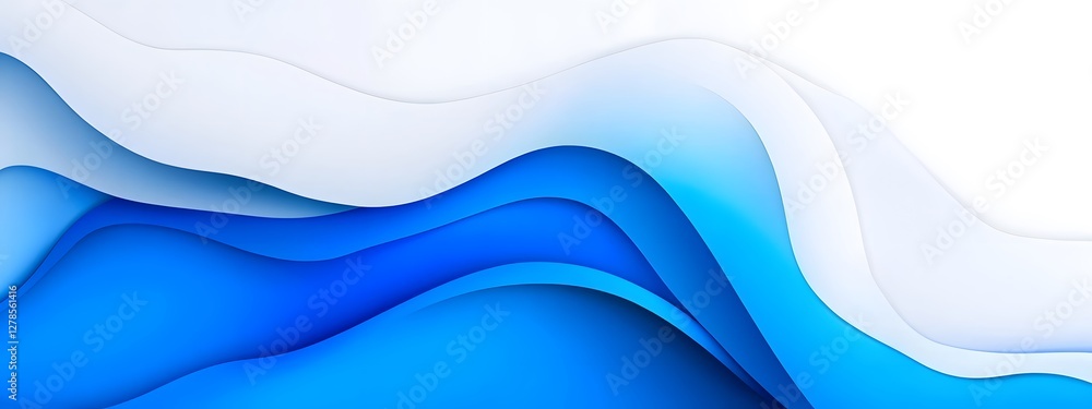 Fototapeta premium Abstract blue wave on a white background 