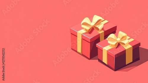 Wallpaper Mural Two Red Gift Boxes With Golden Ribbons Torontodigital.ca