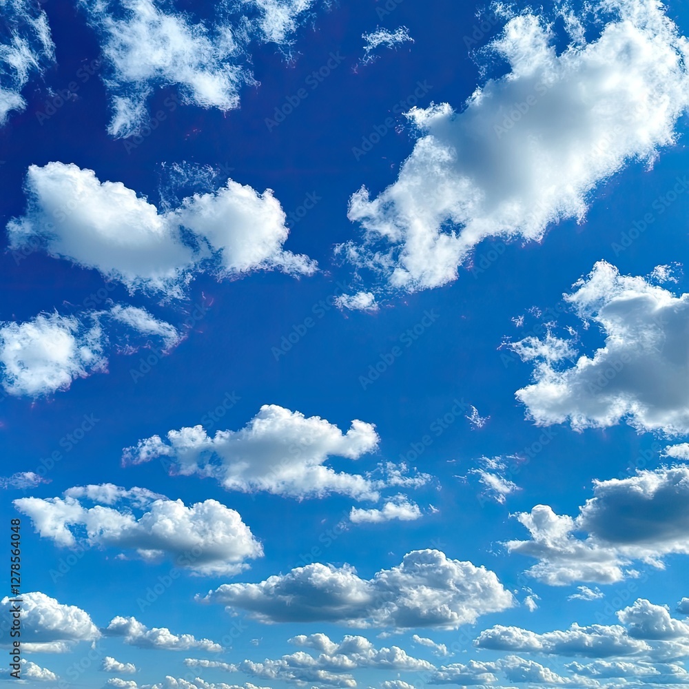 Obraz premium Bright sky with puffy white clouds