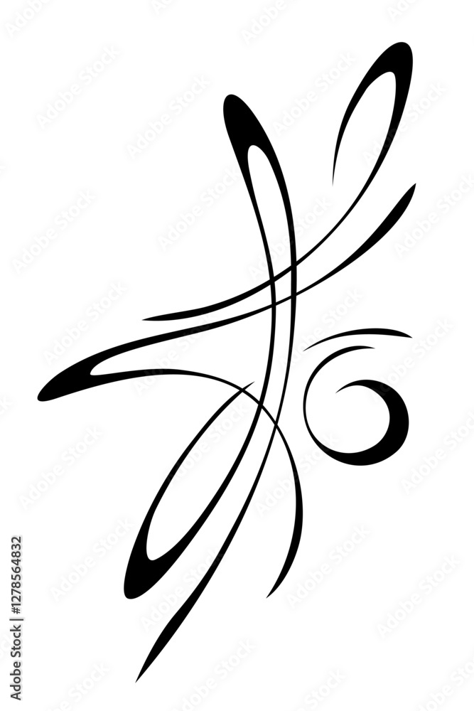 Obraz premium abstract element with decorative ornament in smooth black lines; graphic design