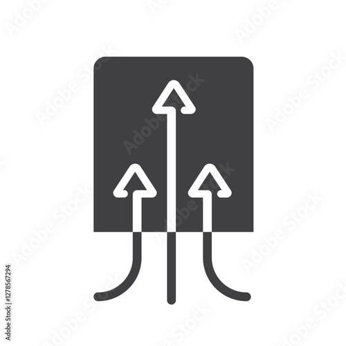 Three arrows symbolizing suction, vector, icon.