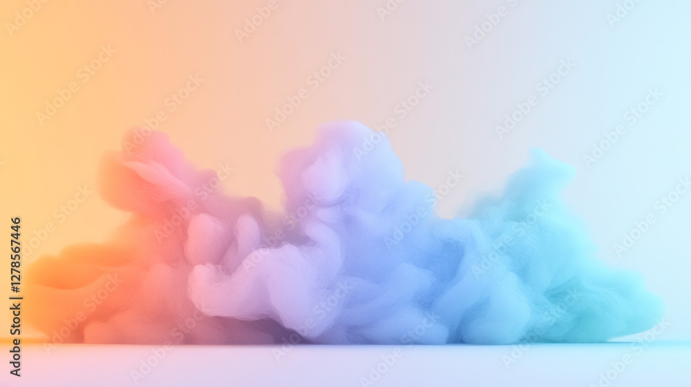 Fototapeta premium Gentle plumes of opaque white smoke drifting over a subtle, colored glow that transitions from warm
