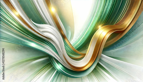 Elegant Green and Gold Silk Flow