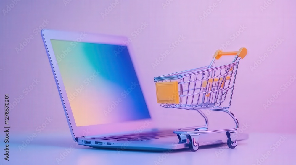 Online Shopping Cart Laptop Technology E Commerce Online Shopping Cart Laptop Technology E Commerce