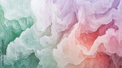 A stunning macro photograph of delicate, colorful smoke patterns, soft and airy texture