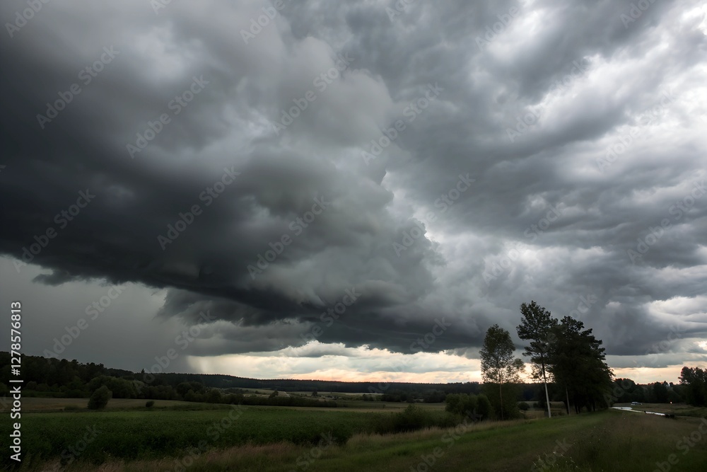 Dark Clouds Hovering Over Scenic Forest Dark Clouds Hovering Over Scenic Forest