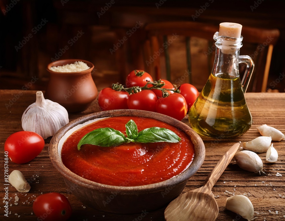 Rustic italian dinner setting with fresh ingredients Rustic italian dinner setting with fresh ingredients