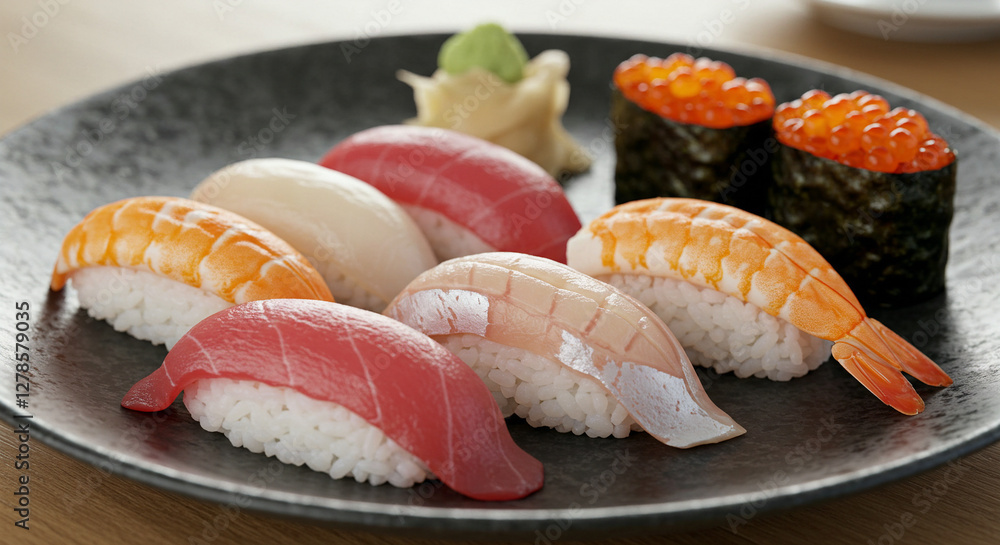 Elegant assortment of Japanese nigiri sushi Elegant assortment of Japanese nigiri sushi