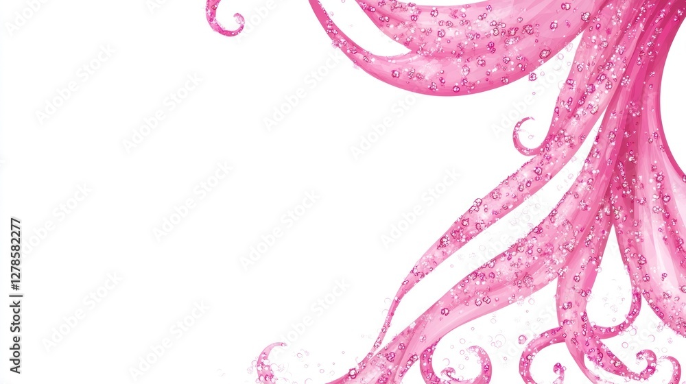 Pink glitter swirls, abstract design, corner element. Pink glitter swirls, abstract design, corner element.