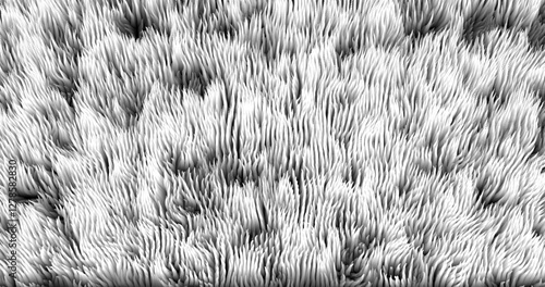 In shades of grey abstract texture created with Gradient flow and 3D structure imitate the movement of liquid or wind. Vibrant colors, volumetric waves and digital noise create a sense of depth and dy