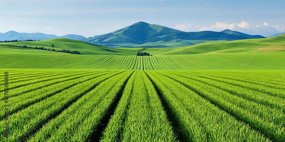 Lush green fields rolling hills nature landscape photography vibrant environment wide angle view Lush green fields rolling hills nature landscape photography vibrant environment wide angle view