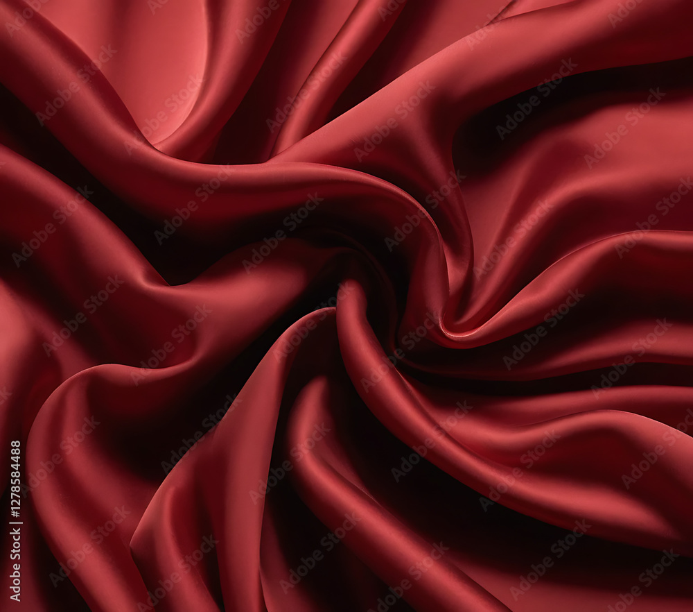 Obraz premium Elegant Crimson Red Silk Fabric Flowing with Graceful Folds and Textures