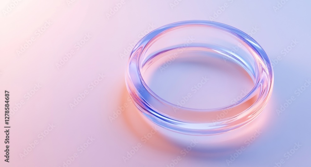 Glass ring, illuminated, pastel background. Glass ring, illuminated, pastel background.