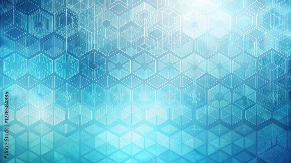Obraz premium Soft focus, abstract blue gradient background with geometric patterns and subtle texture, design, technology