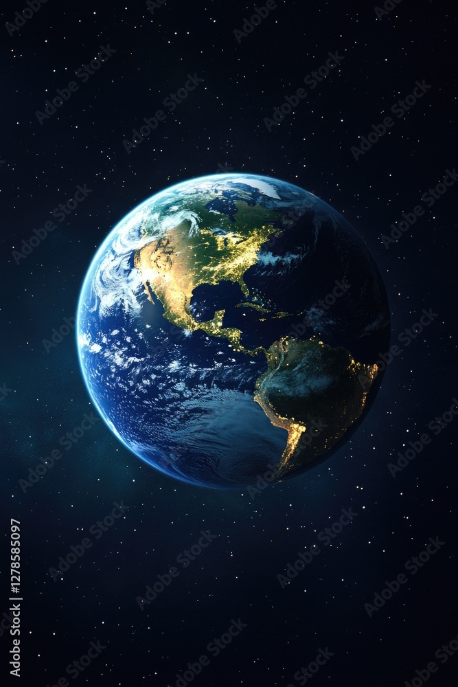 Fototapeta premium Earth from Space with Stars