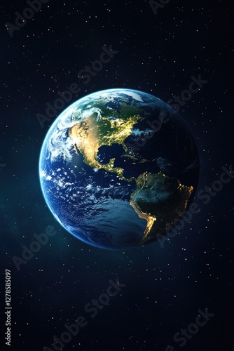 Fototapeta Naklejka Na Ścianę i Meble -  Earth from Space with Stars