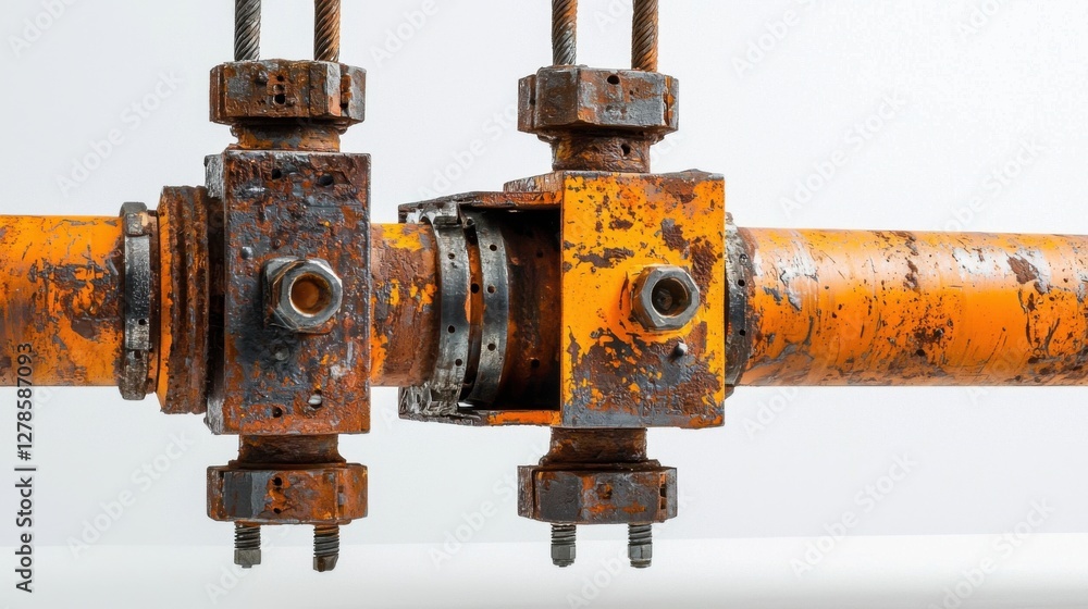 Highly Detailed Studio Shot of Rusty Pipe and Bridge Support Elements Highly Detailed Studio Shot of Rusty Pipe and Bridge Support Elements