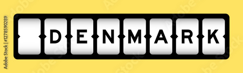 Black color in word denmark on slot banner with yellow color background