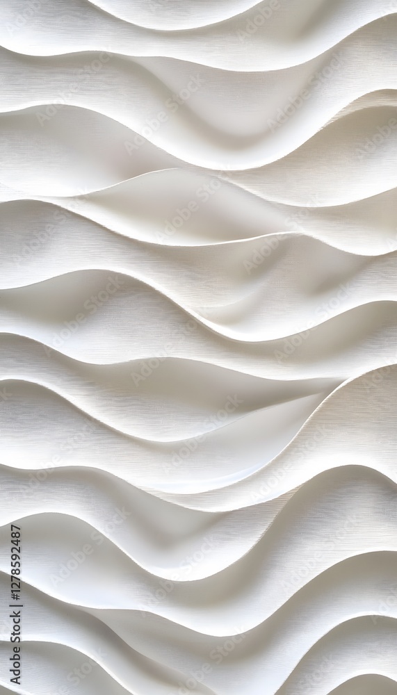 Obraz premium Abstract white textured wall with horizontal flowing wave pattern