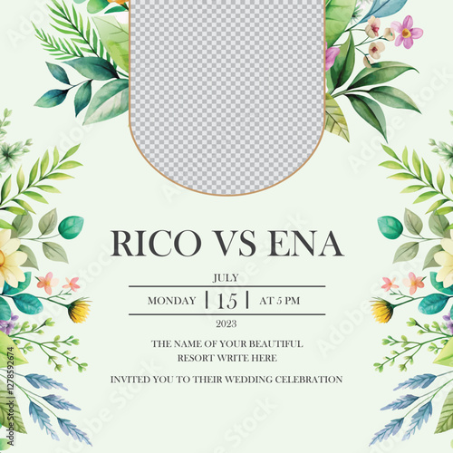 greeting wedding frame for photo with a bow. Social media banner post template